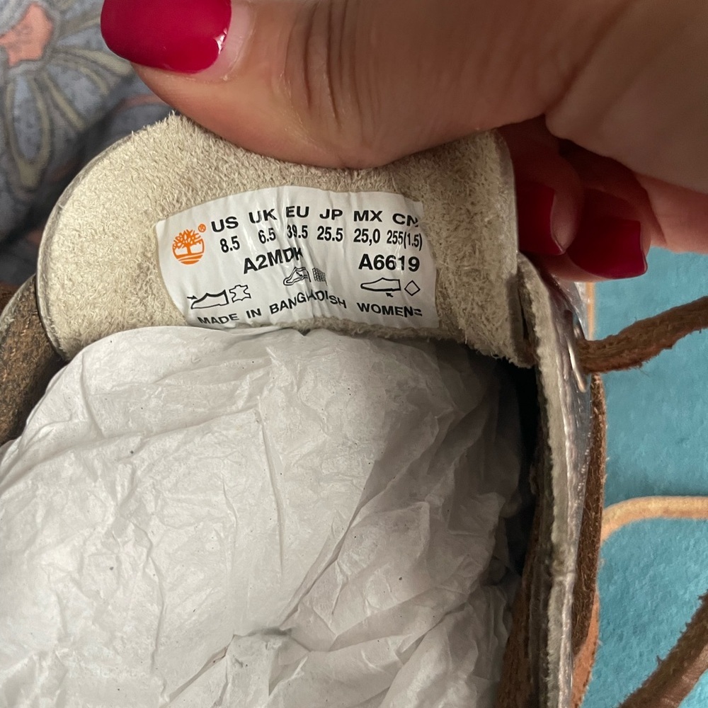 Timberland Silver and Tan Boat Shoes with Moccasin Toe - Picture 6 of 6